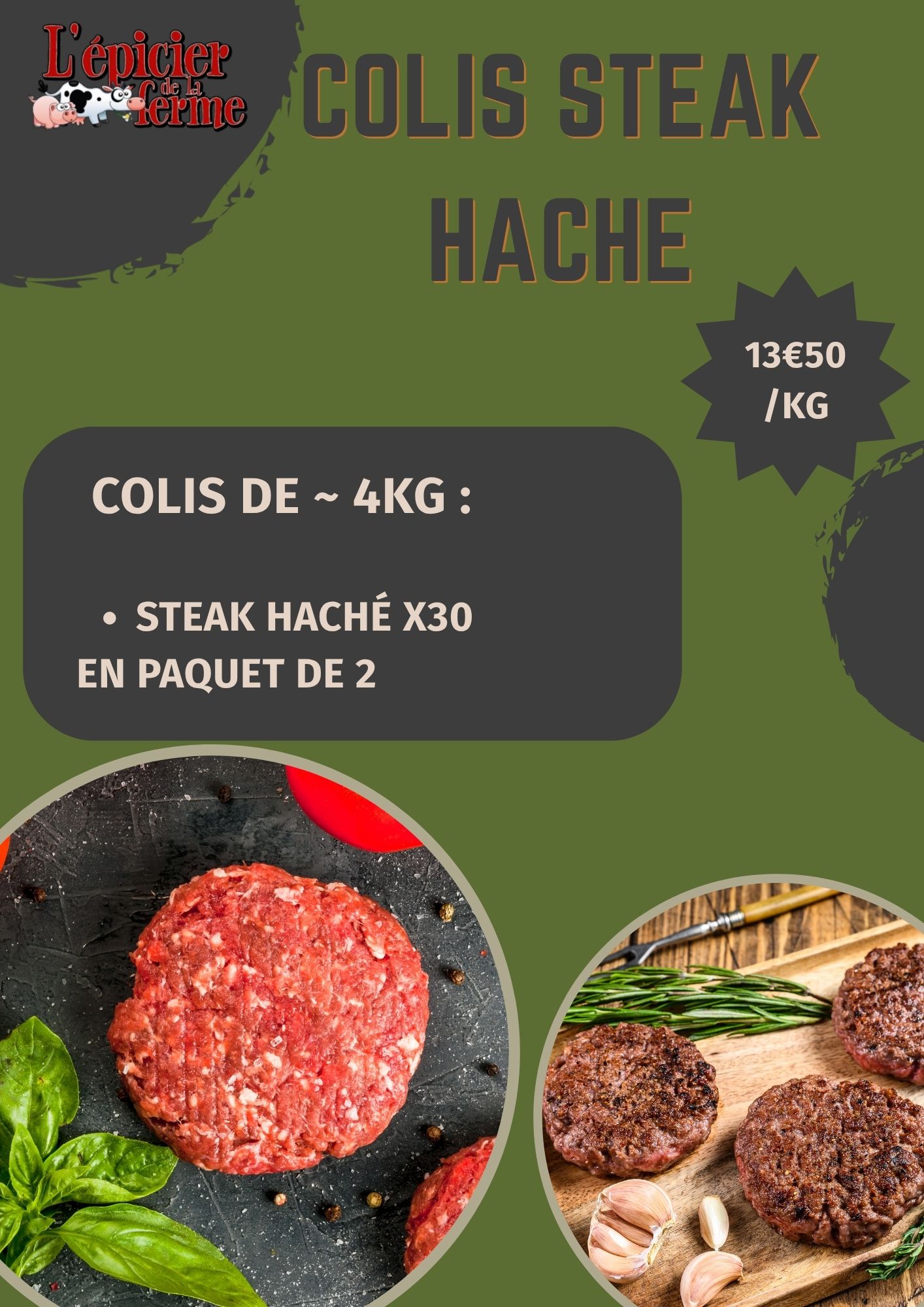 COLIS STEAKS HACHES ASSAISONNÉS